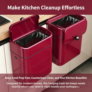 A hanging kitchen trash can