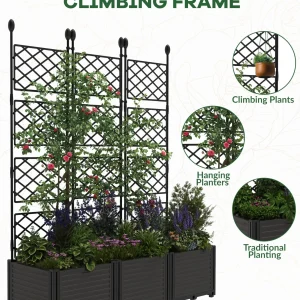 Planter Box With Trellis, 50x63In Raised Garden Bed