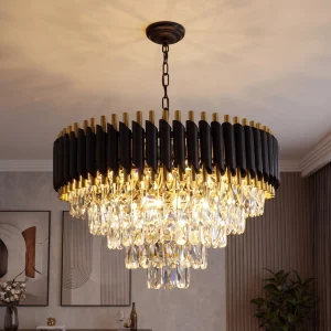 Modern Black & Gold Crystal Chandelier